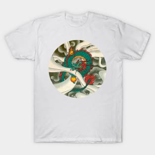 Minhwa: Asian Dragon with Magic Pearl E Type (Korean traditional/folk art) T-Shirt